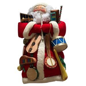Christmas Corner Vintage 11” Santa Claus Plush Figure W Musical Instrument Gifts
